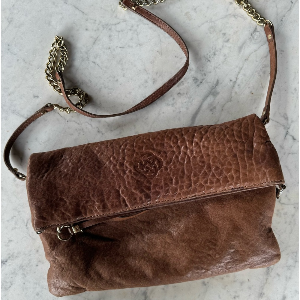 GUC Stella & Dot Waverly Crossbody Purse with Chain Strap l-Brown